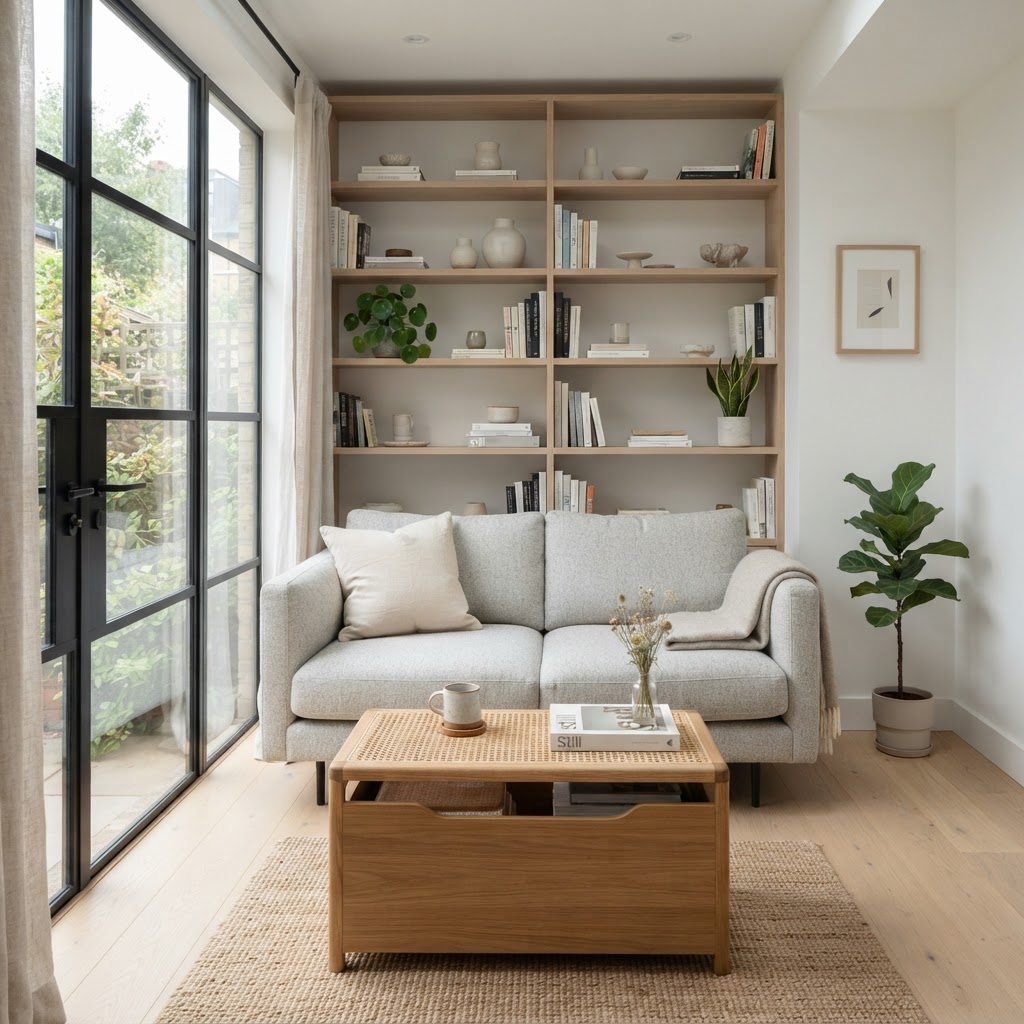 Multi-functional furniture is the key to reclaiming your living room floor space.