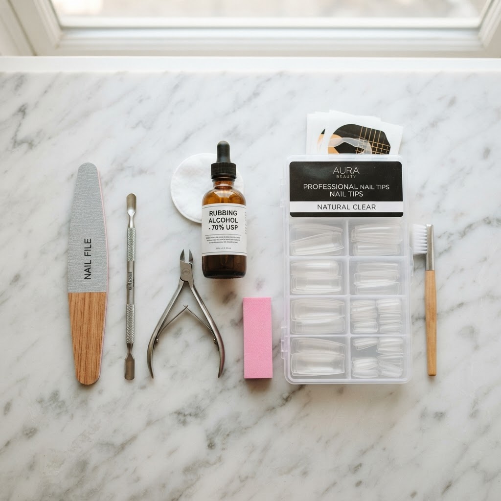 Gather your essential tools for a perfect, long-lasting manicure prep.