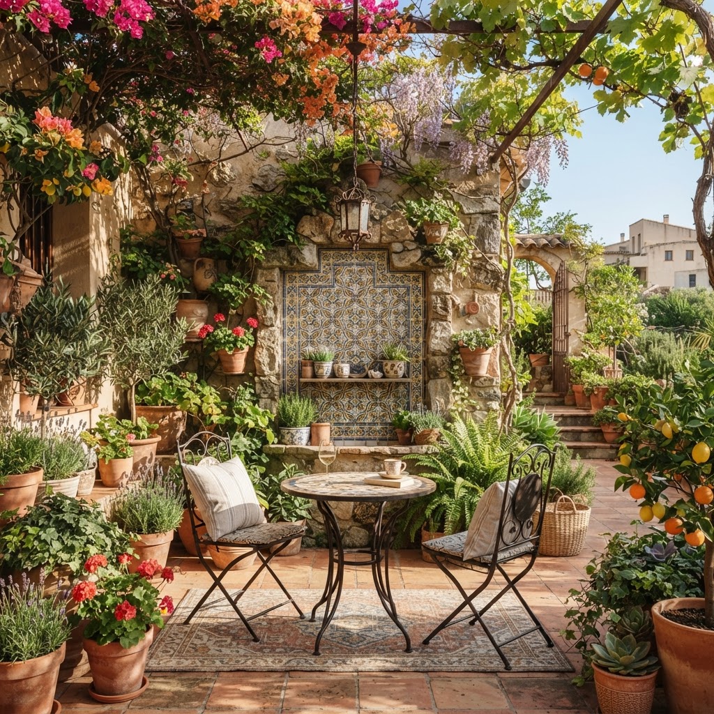 A well-placed Spanish tile design transforms an outdoor patio into a relaxing sanctuary.