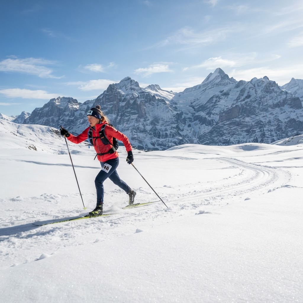 Exploring the vast, snow-covered wilderness on skis.