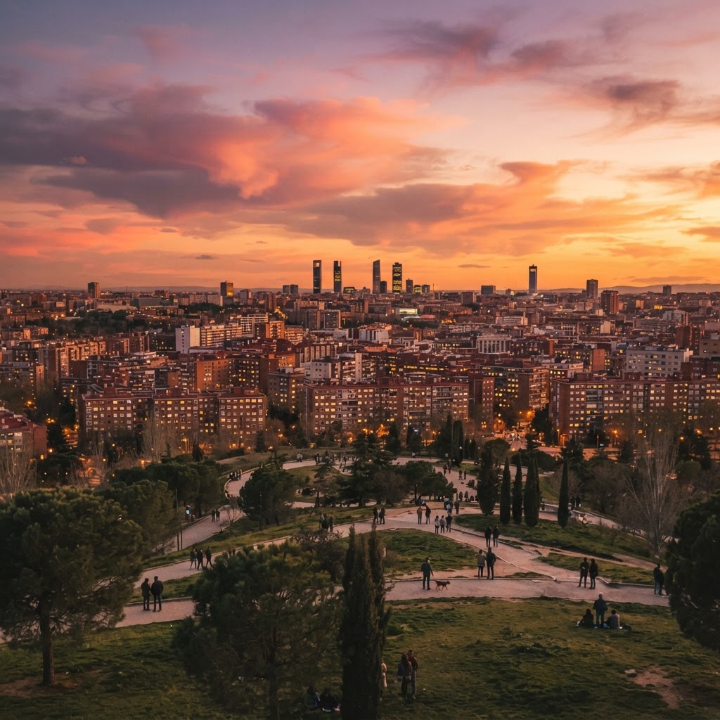 Where to Find the Best Views in Madrid: A Local Guide 4 Local perspective of the Madrid skyline from the Seven Hills Park.