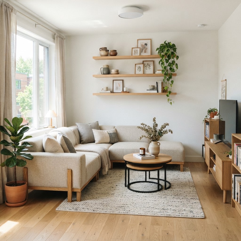 Choosing furniture with exposed legs creates an illusion of more floor space.