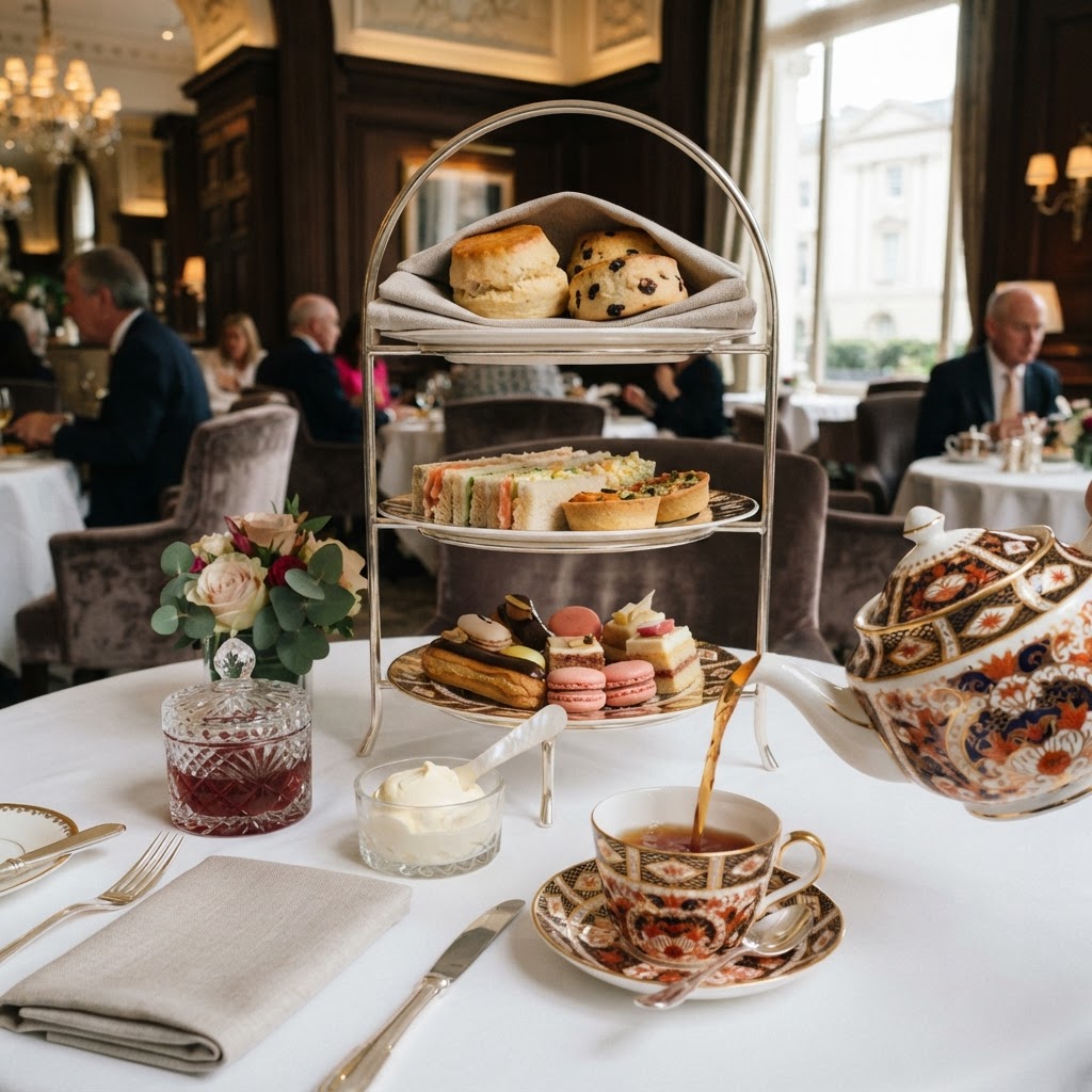Indulging in a classic afternoon tea experience.