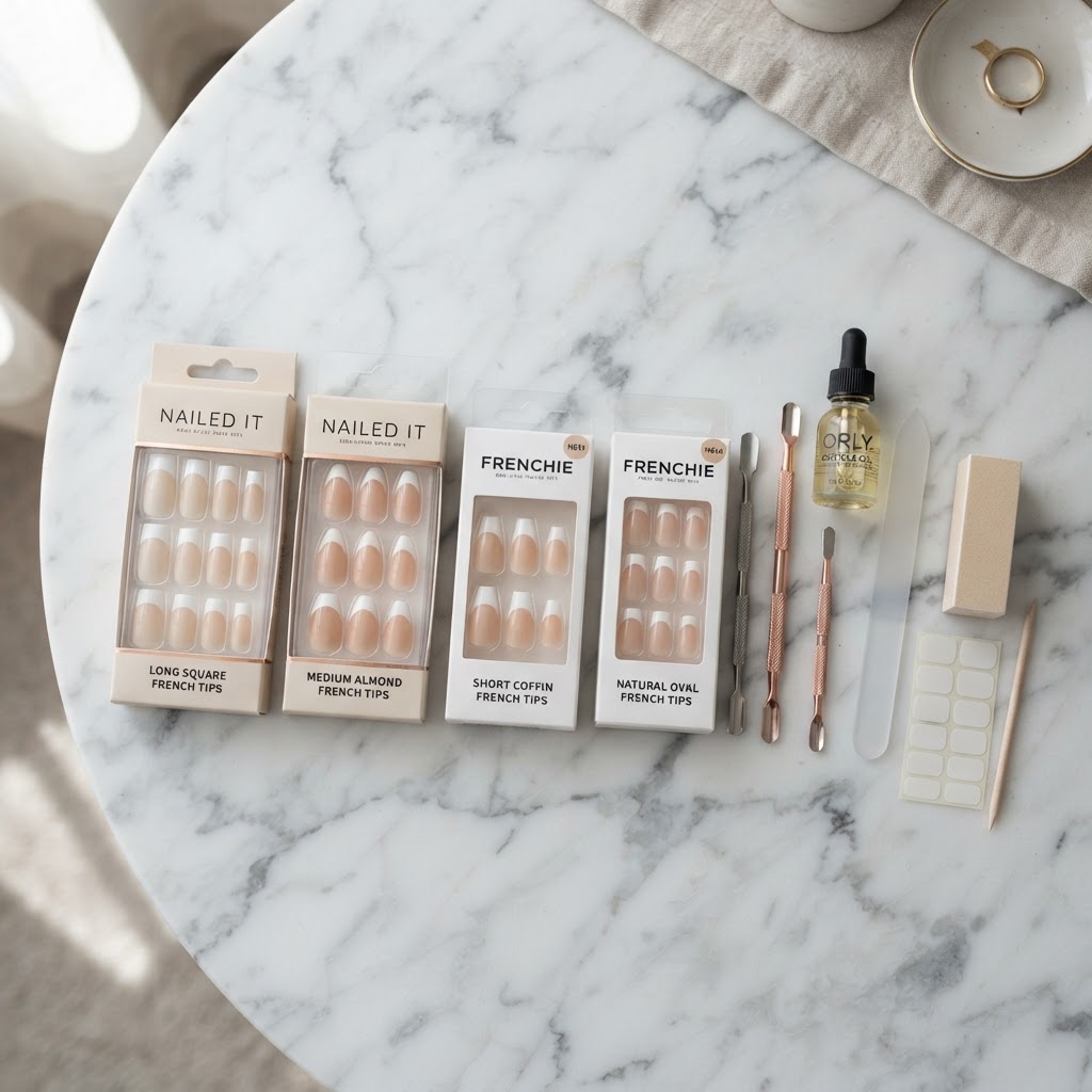 A curated collection of press-on nail sets allows for easy, salon-quality changes.