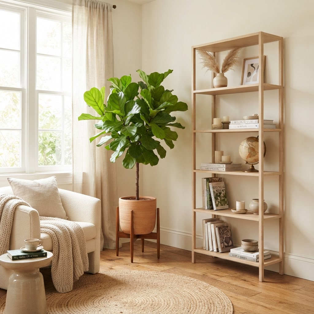 Large plants add life and texture to small spaces.