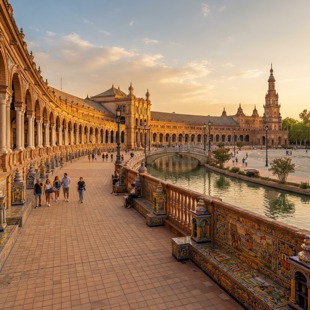 The iconic, beautifully tiled benches of the Plaza de España.