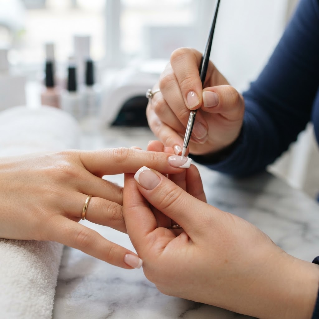 Precision is key when mastering the classic French manicure technique.