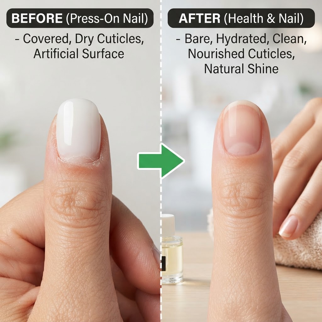 Healthy, clean natural nails after following the proper soak-off technique.