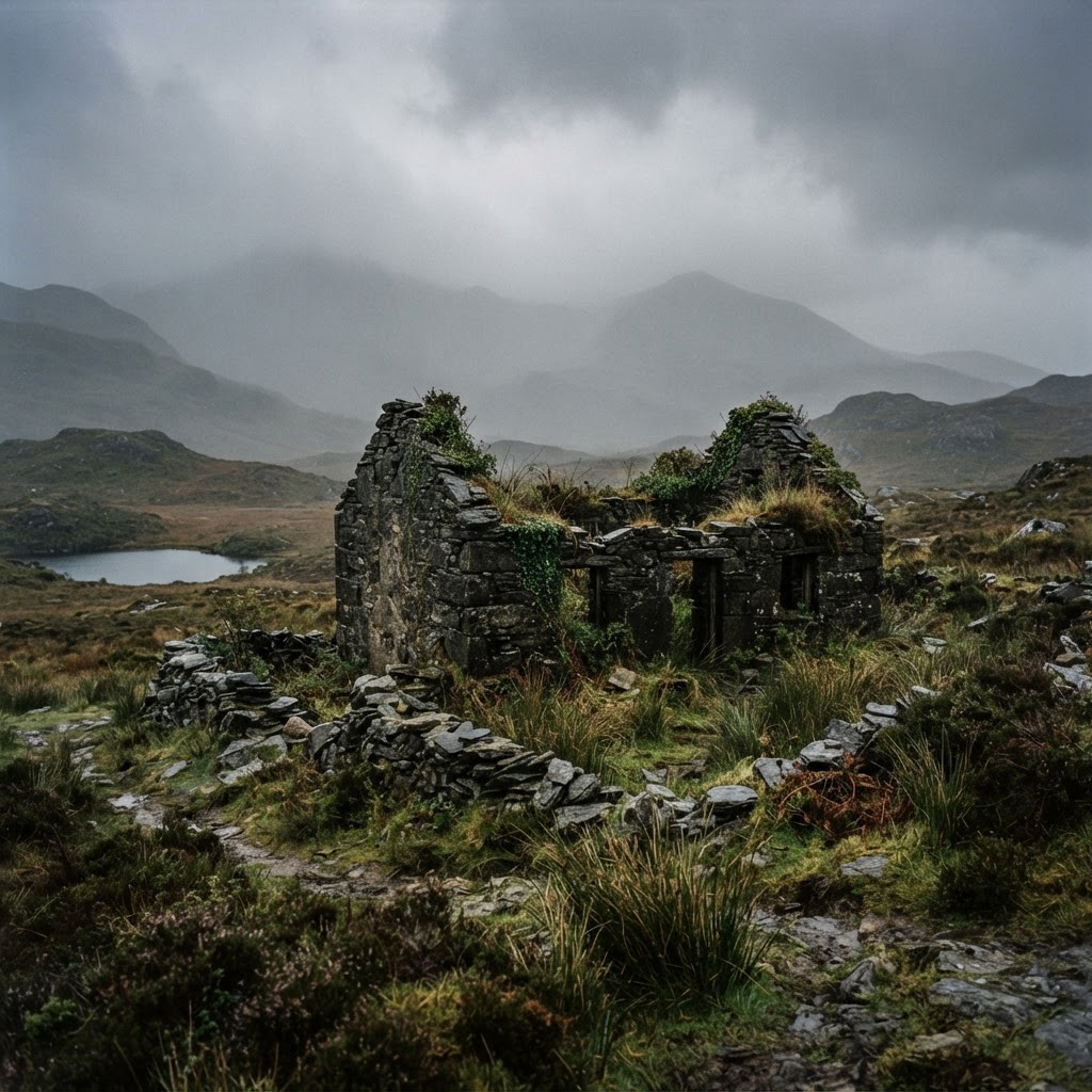 A quiet, moody study of a derelict cottage in the Irish countryside.