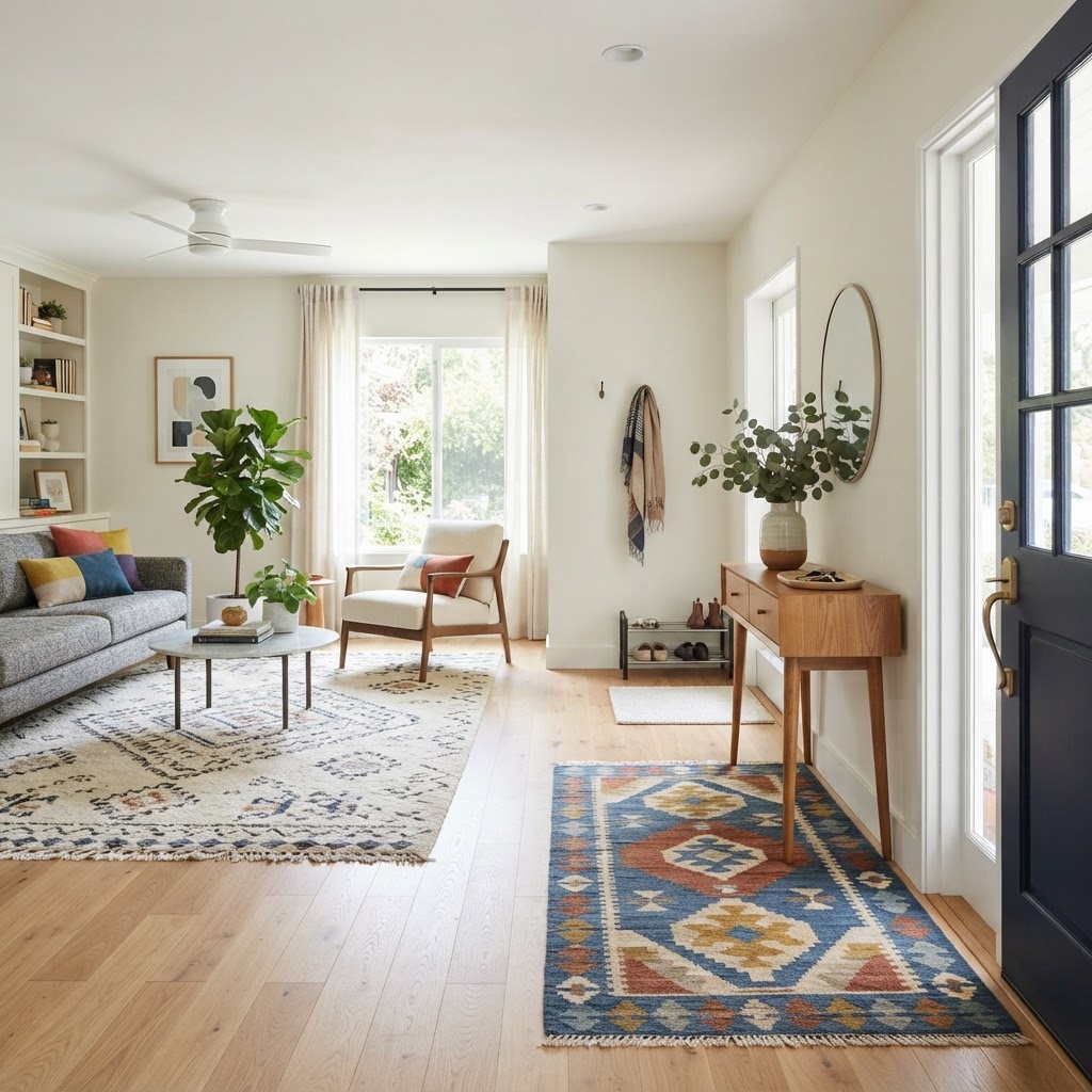 Use a rug to define your entryway zone.