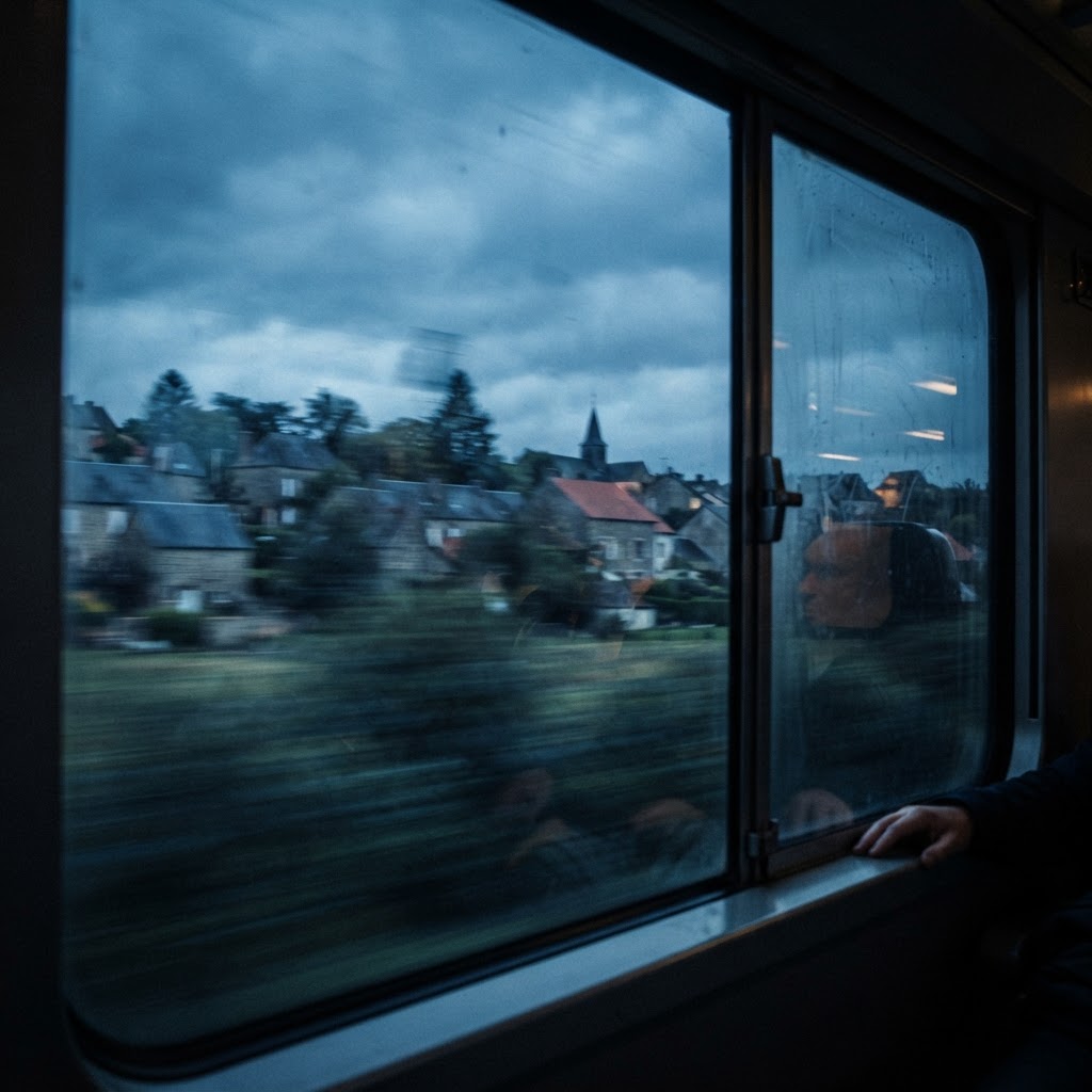 A blur of the French countryside.