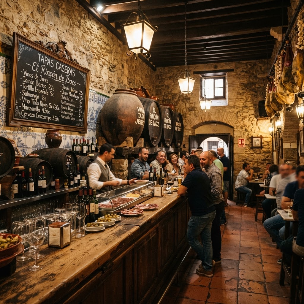 Historic wine vats inside one of Seville's oldest taverns.