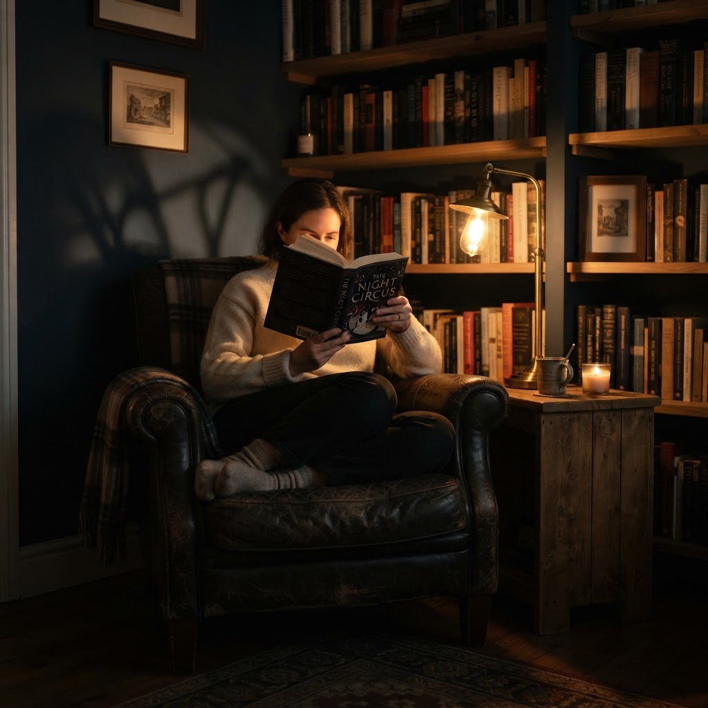 A dedicated reading nook benefits from warm, focused task lighting.