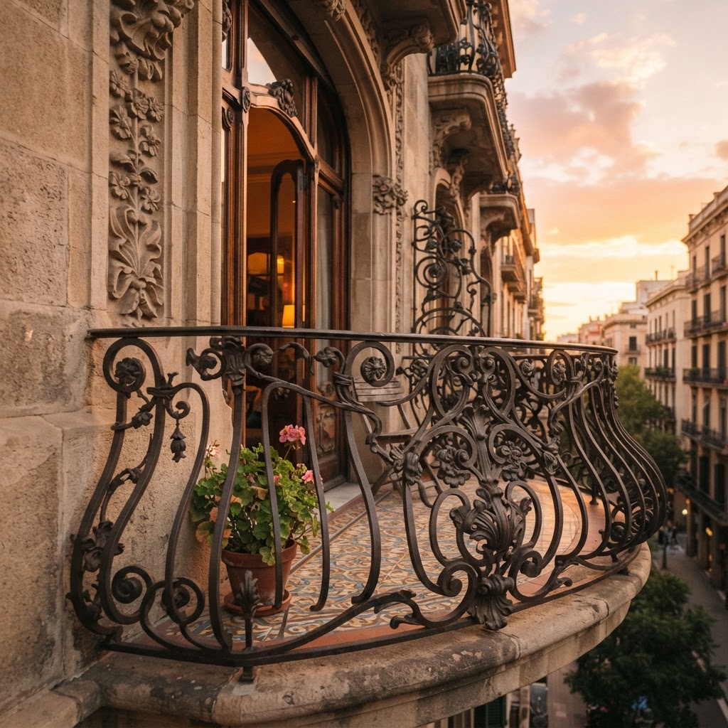 Detail of Barcelona's ornate architecture.