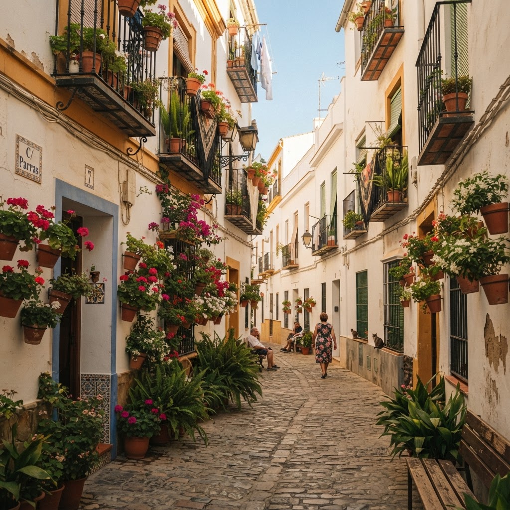 The quiet, colorful streets of the Macarena district offer a peaceful escape from the city center.