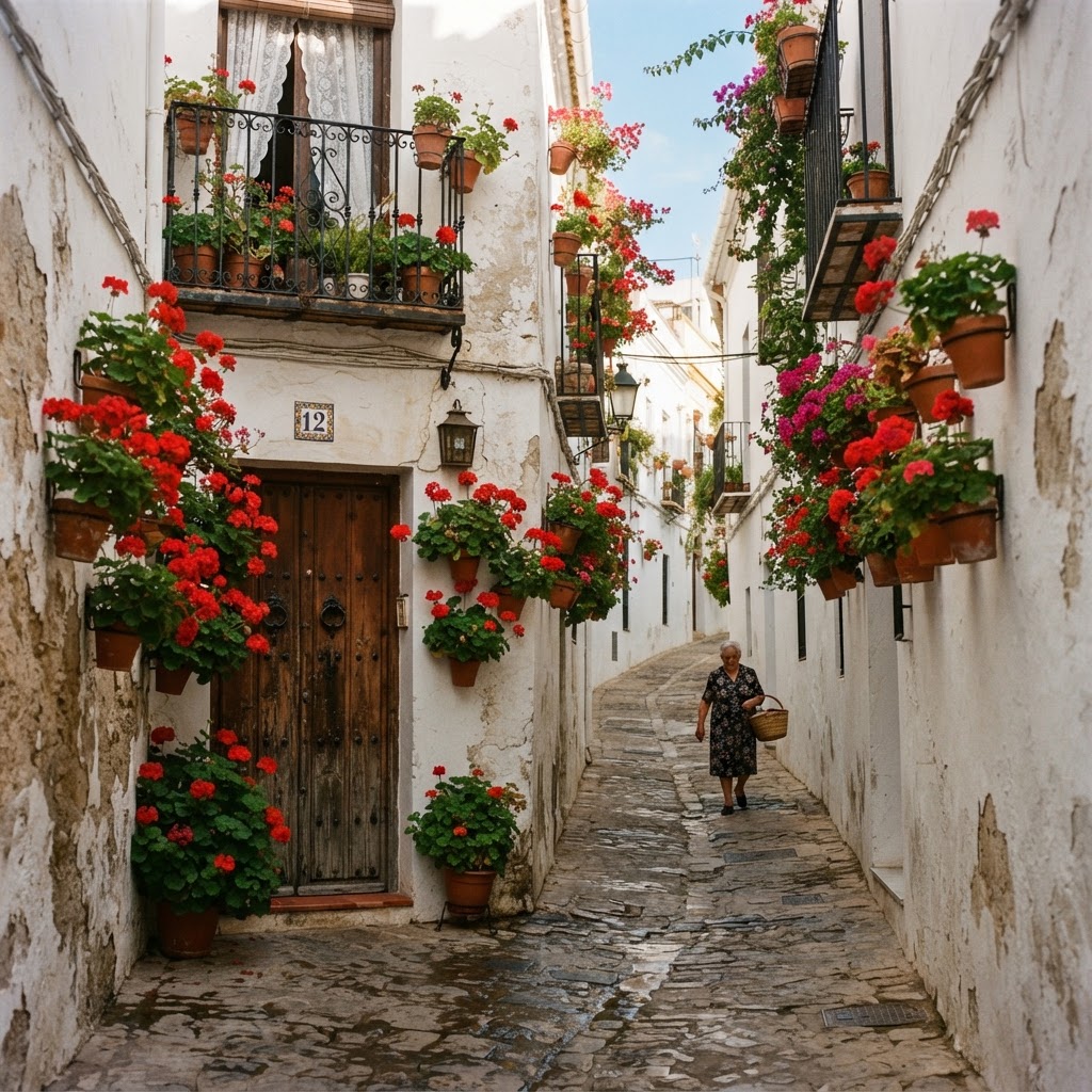 The charming, flower-filled alleyways of the historic Barrio Santa Cruz.