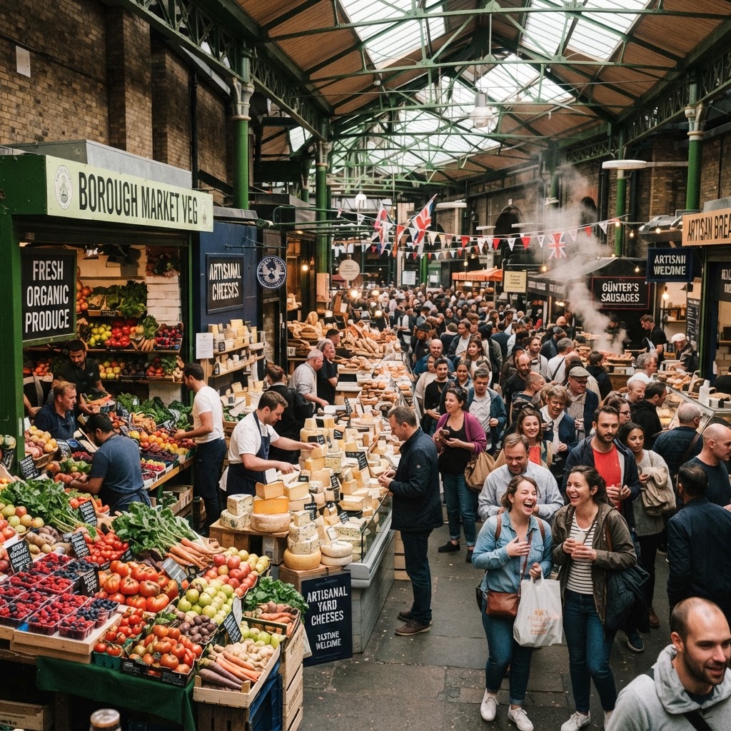 Fresh produce and treats at Borough Market.