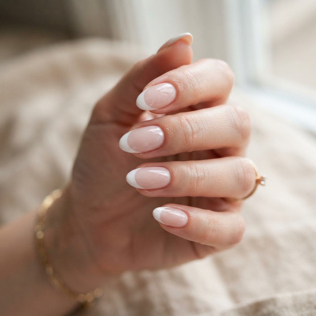 The perfect balance of pink and white with a classic French tip finish.