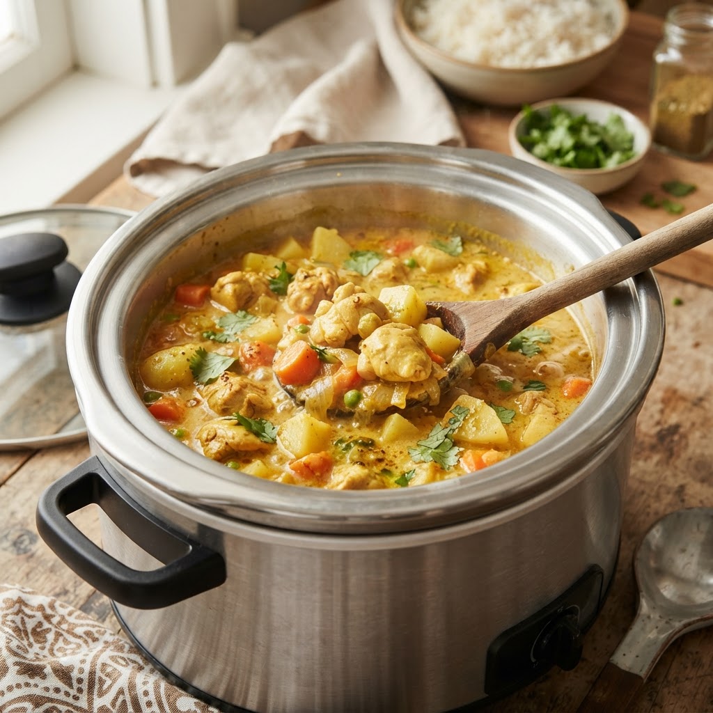 The slow cooker makes achieving tender, flavorful curry effortless.