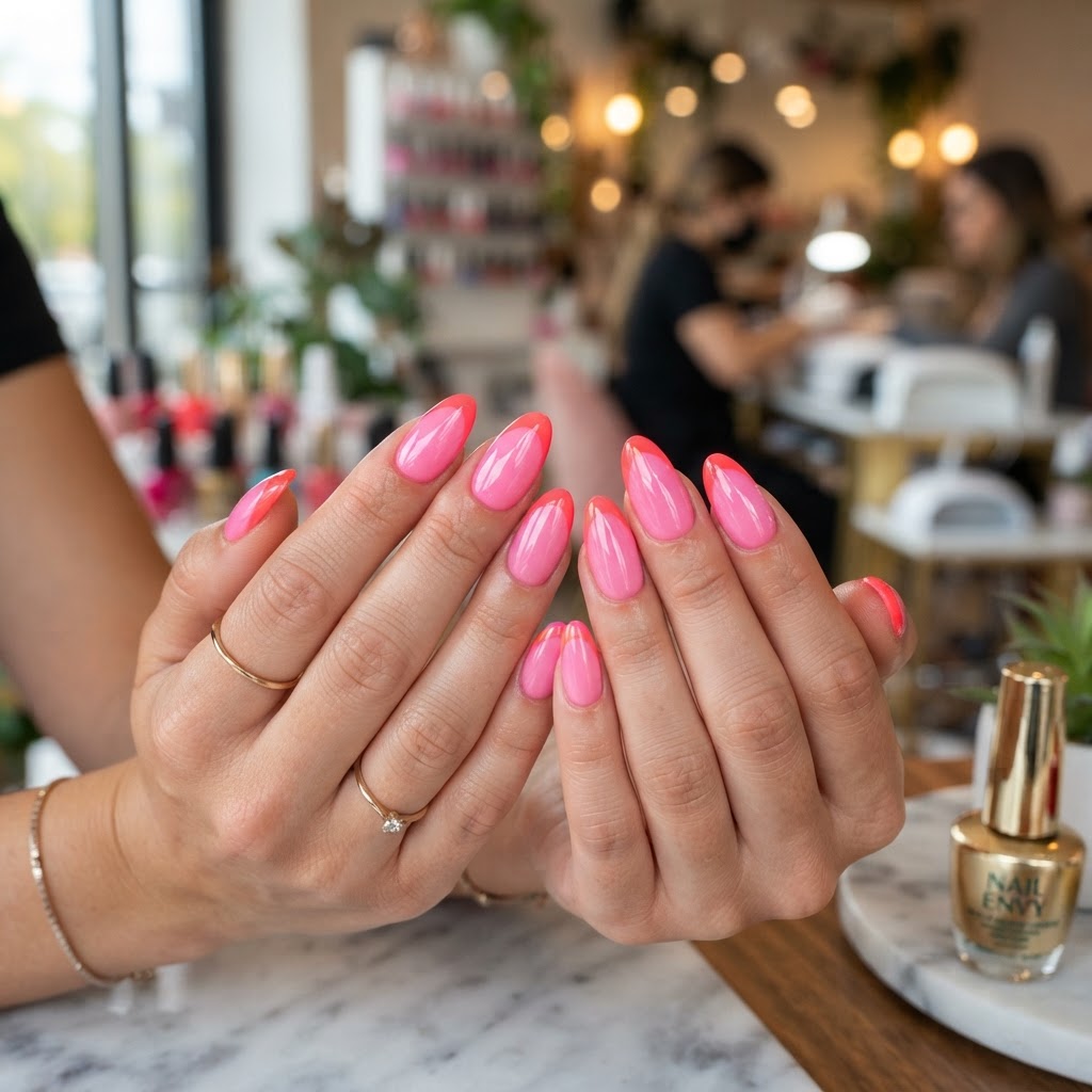 Almond-shaped french tips provide a timeless and elegant look that fits any occasion.