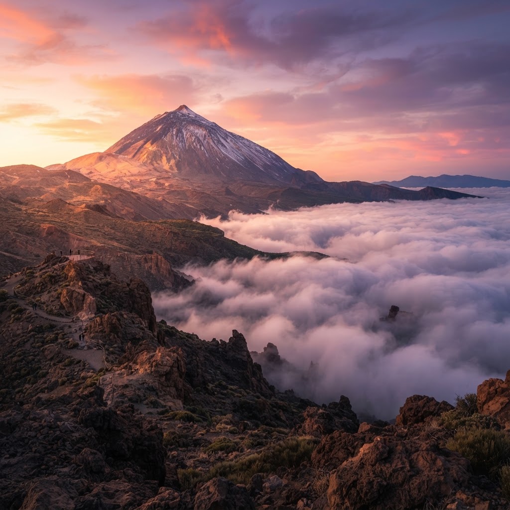 Sunrise over the majestic Mount Teide in Tenerife.