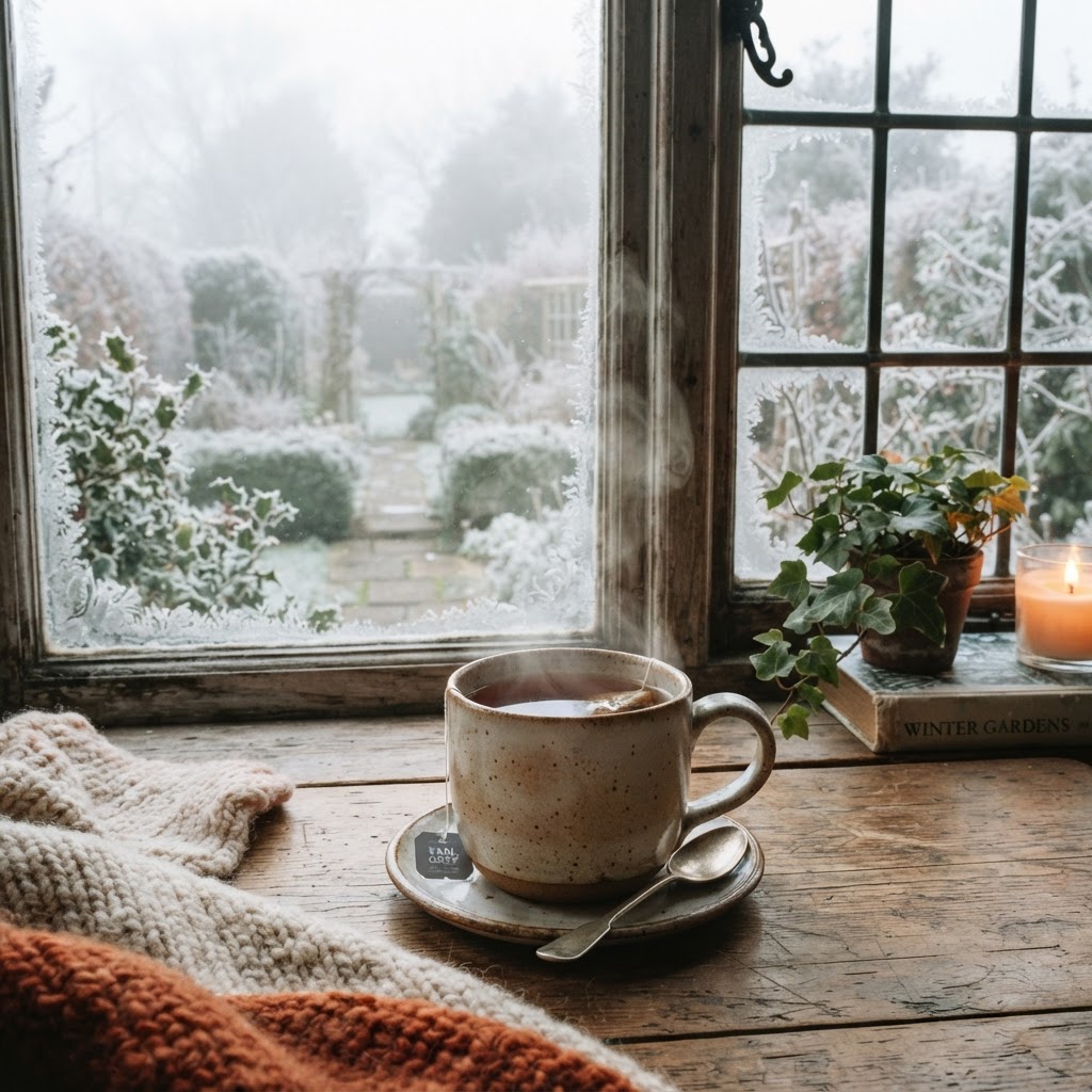 Winter in England Aesthetic: Cozy Spots You’ll Want to Save 4 Slow mornings spent by the window, the true essence of English winter comfort.