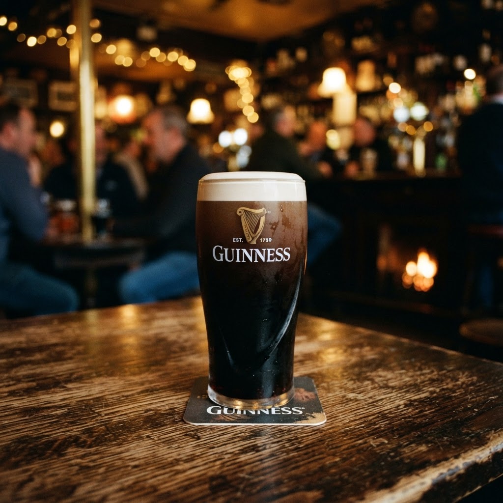 A perfectly poured pint of Guinness, the gold standard for any Dublin pub crawl.
