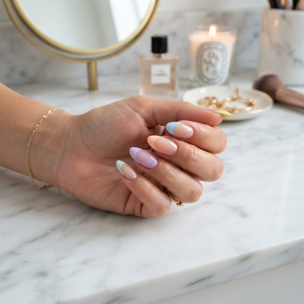 Pastel French tips are the perfect trend for a fun summer look.