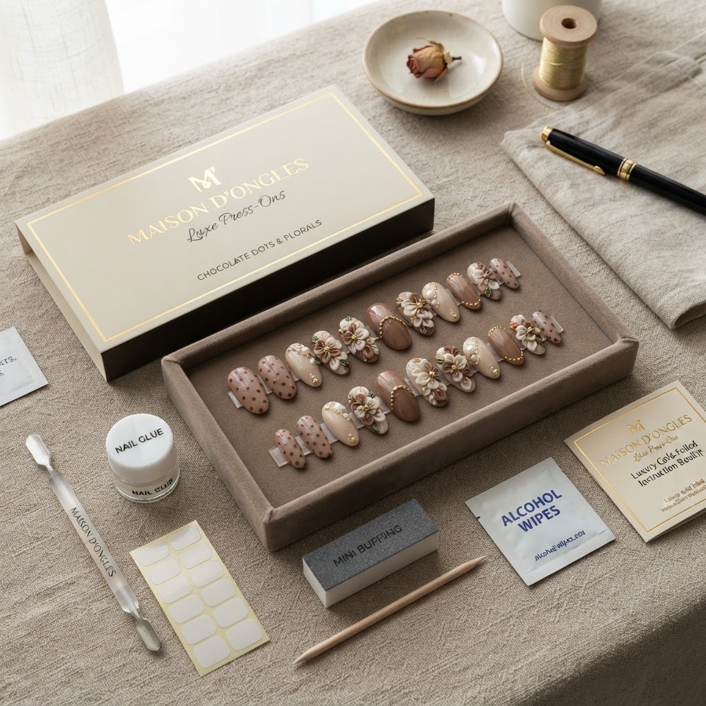 Essential elements included in a professional-grade press-on nail kit for achieving long-lasting results.