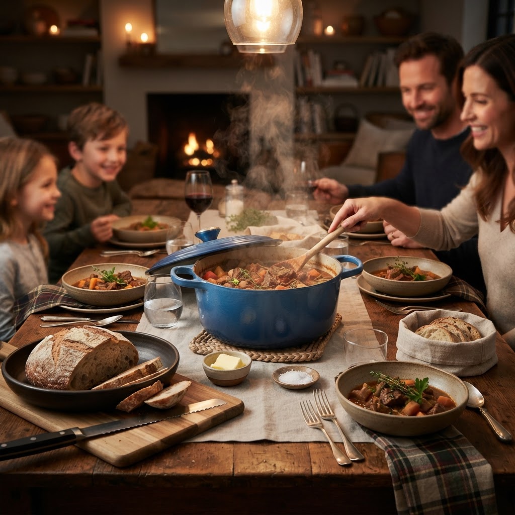 A hearty, family-style meal served directly from the slow cooker.