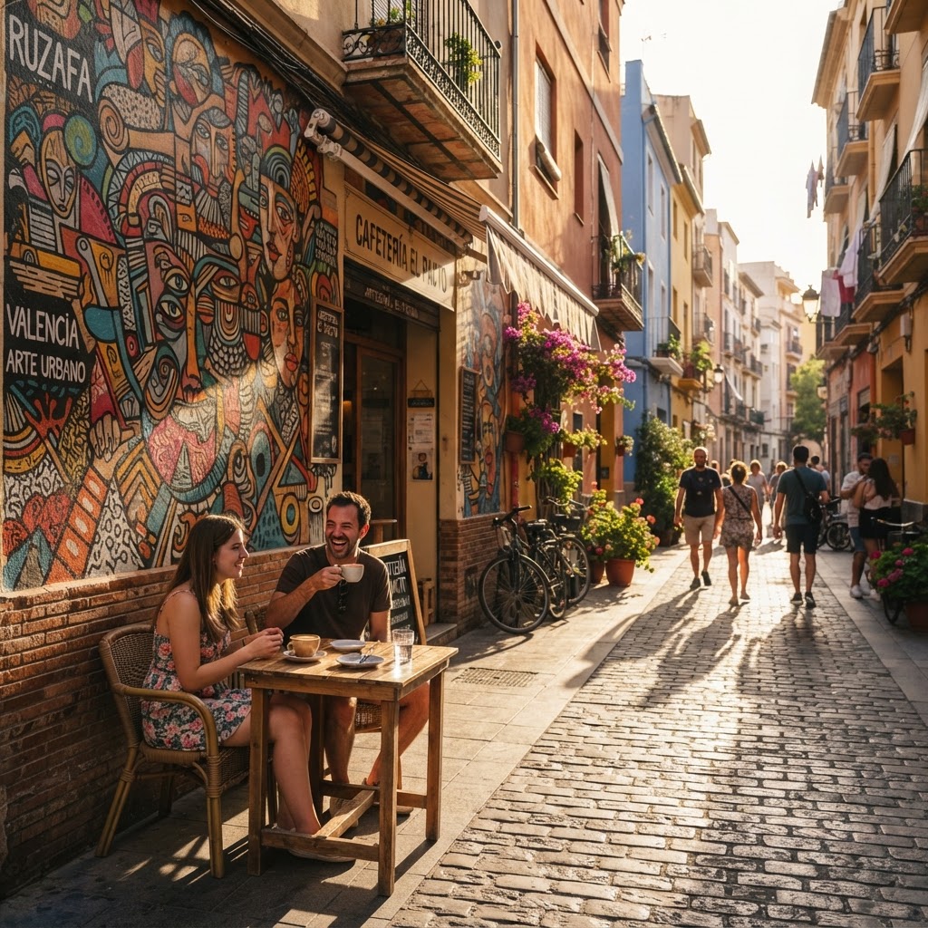 Vibrant street art and culture in the heart of Ruzafa.