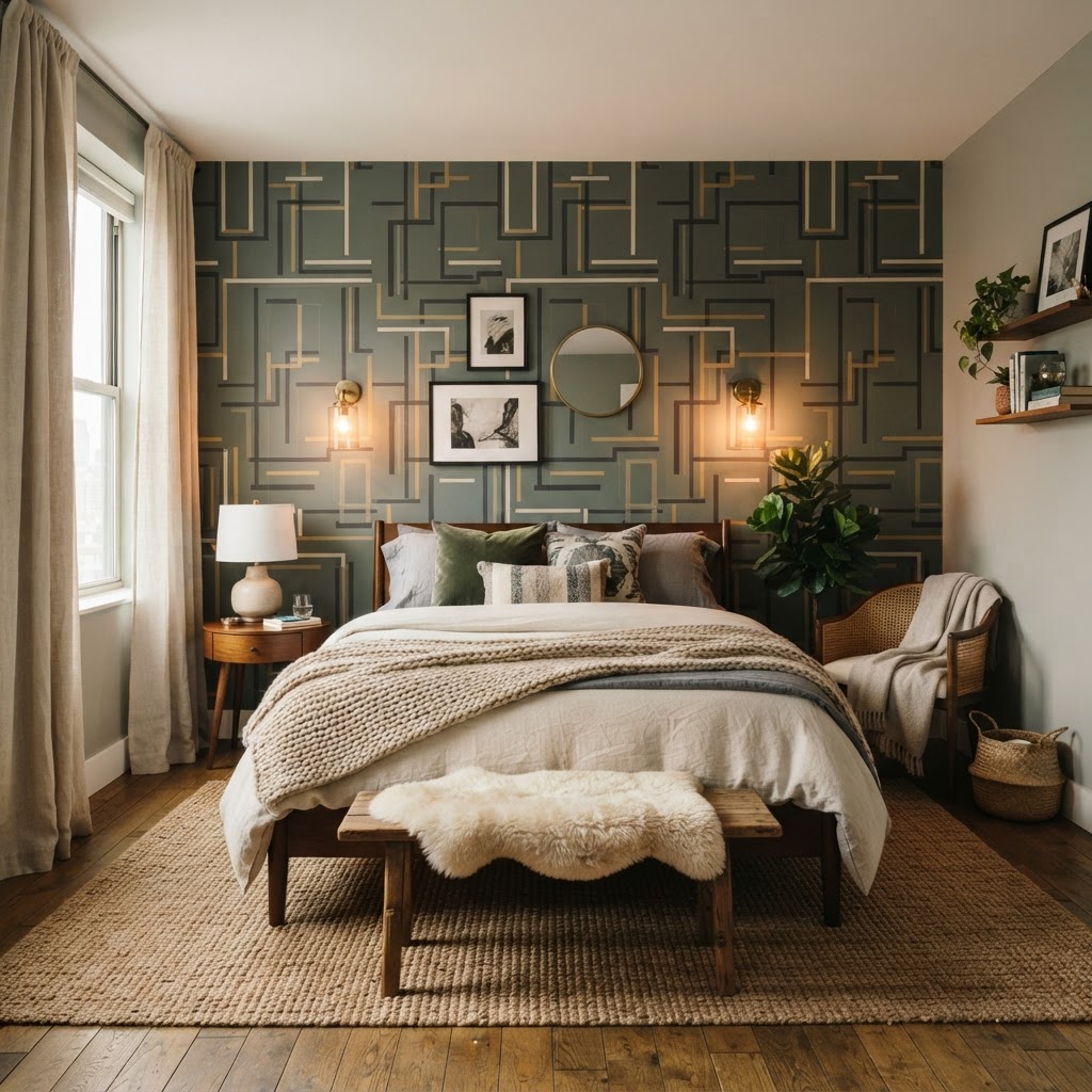 Peel-and-stick wallpaper can completely change the tone of a room.