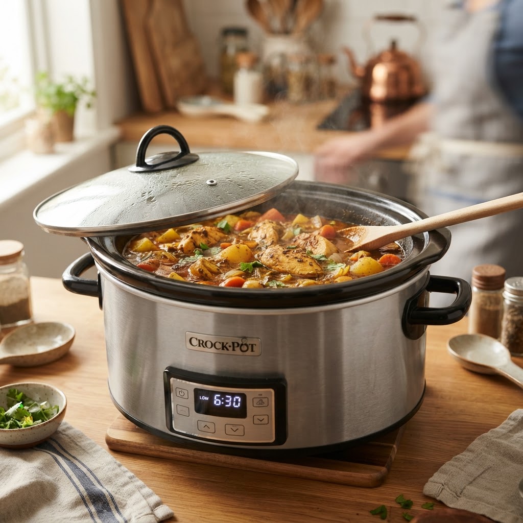 The slow cooker brings out the best flavors in this tender chicken dish.