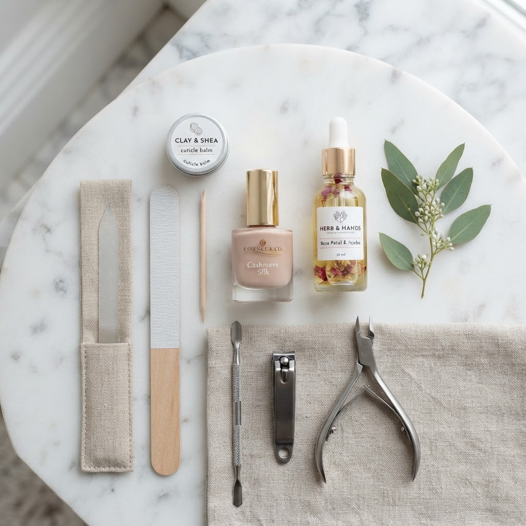 Essential manicure kit for home nail care.