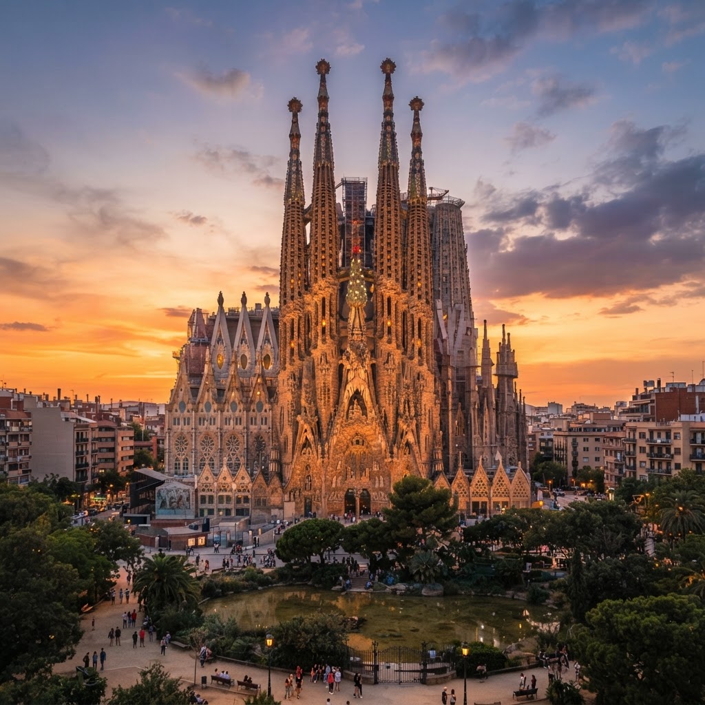 Sagrada Familia: The Ultimate Barcelona Guide 2 The iconic towers of the Sagrada Familia piercing the Barcelona skyline.