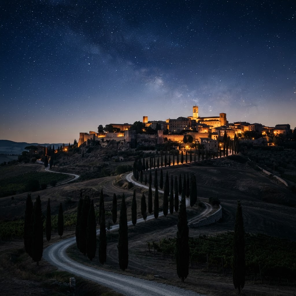 Italian Summer Evenings: The Magic That Never Ends 4 The serene beauty of the Italian countryside under a canopy of stars.
