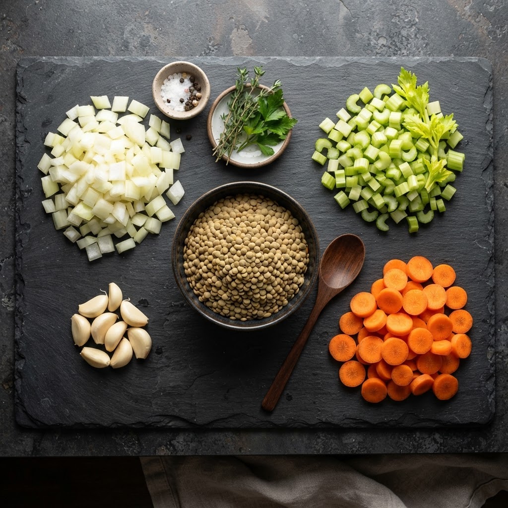 Fresh ingredients ready to be added to your healthy soup recipe.