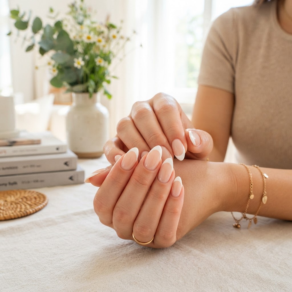 A classic french manicure remains a chic and timeless choice.