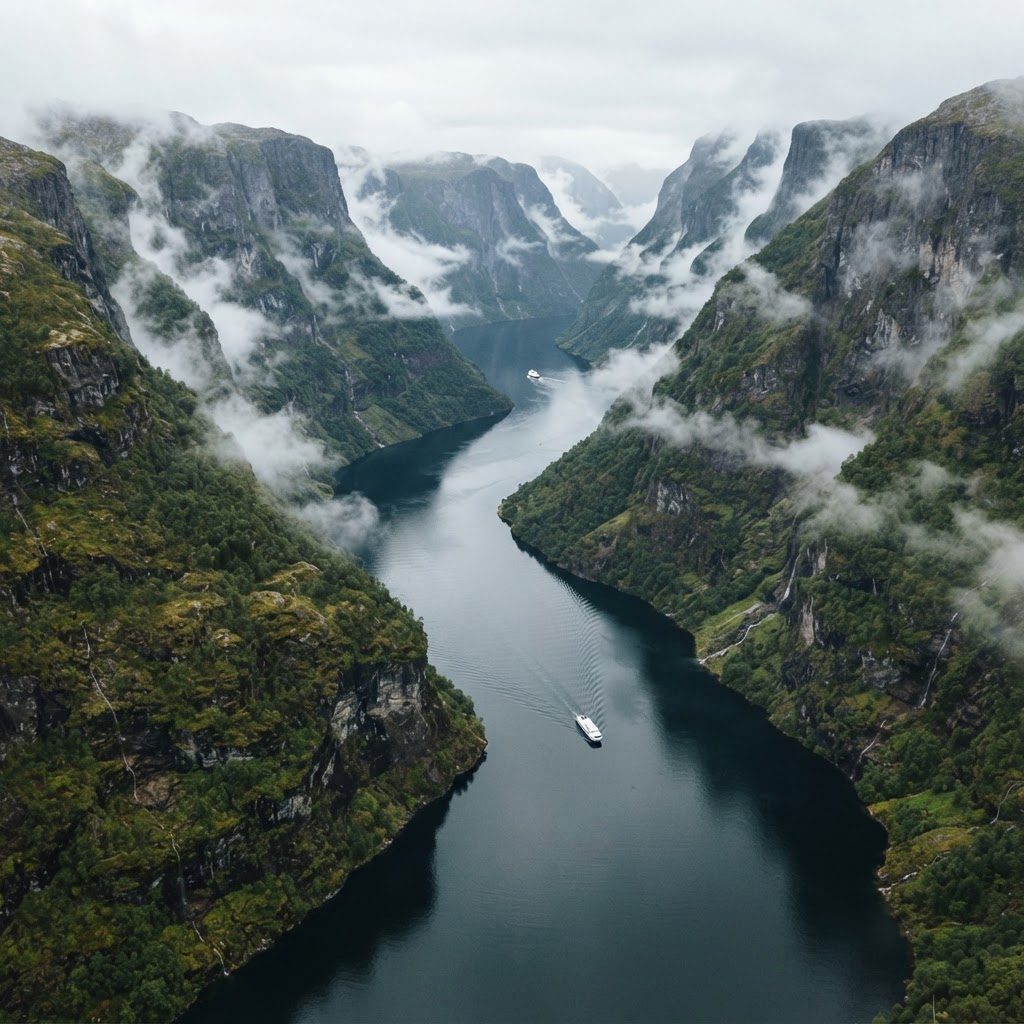 The narrow and majestic Nærøyfjord.