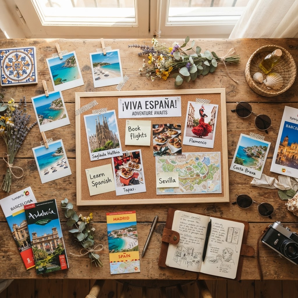 Starting your dream Spain travel vision board.