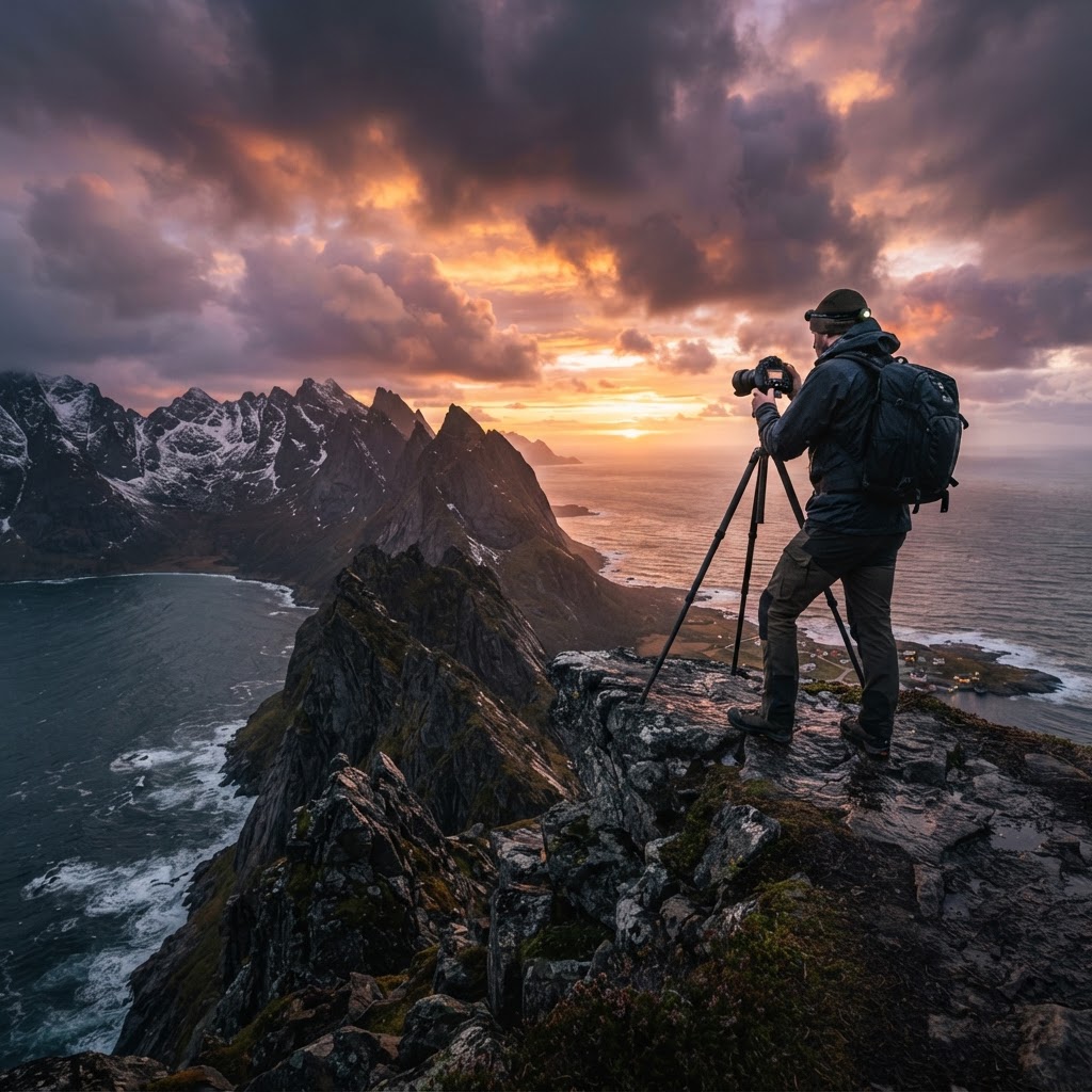 Finding the right composition in Lofoten requires careful planning and the right gear.