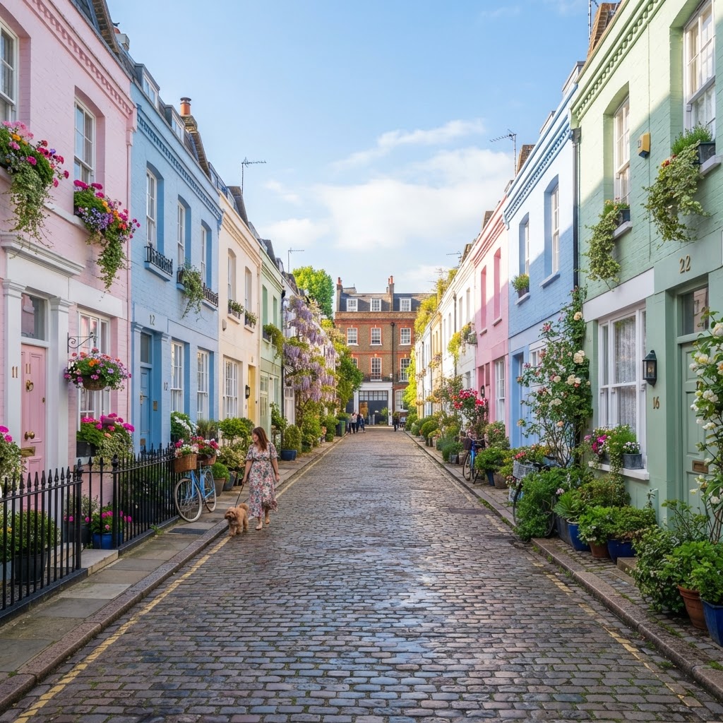 The pastel perfection of St. Luke’s Mews.