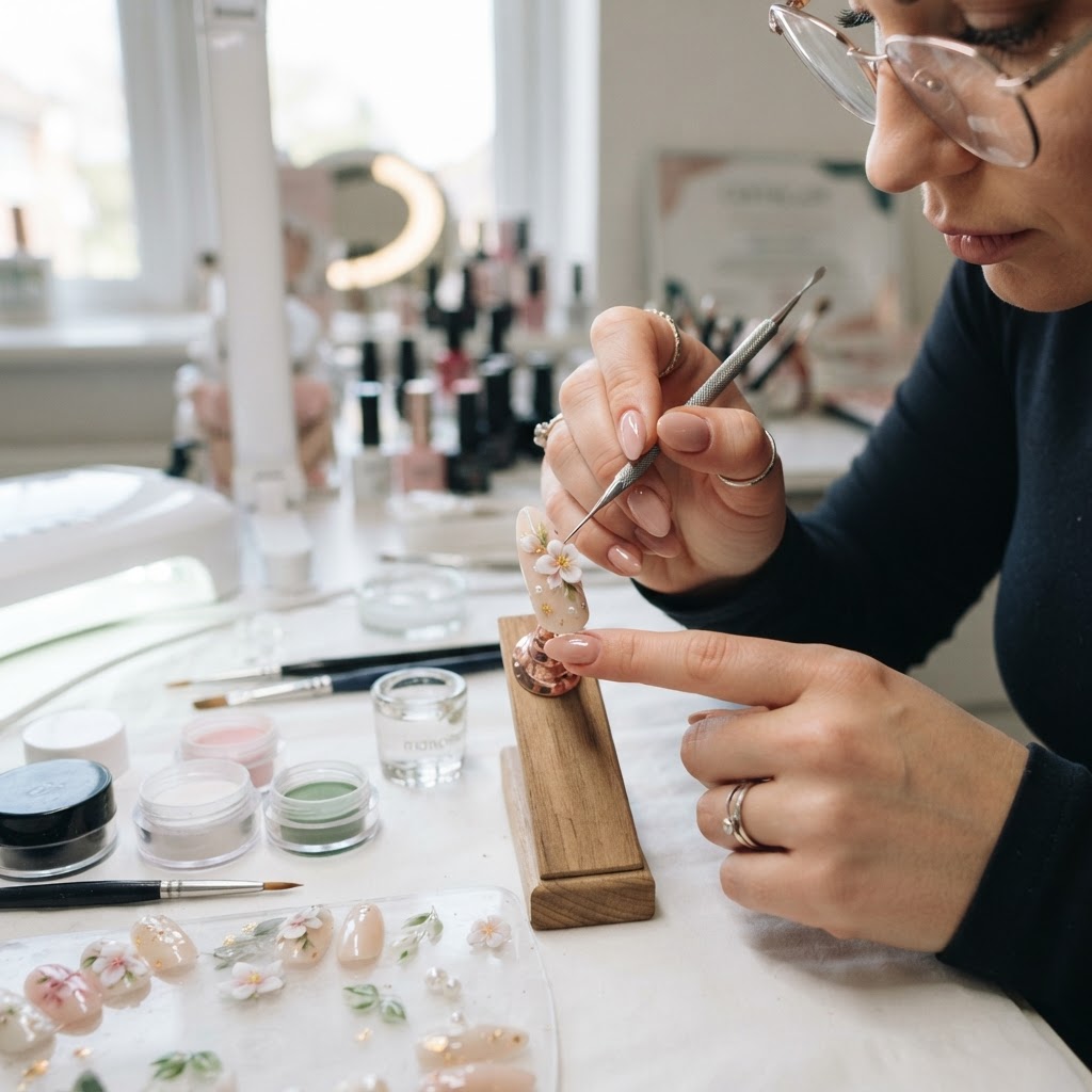 Elevate your DIY press-ons with intricate 3D nail art techniques.