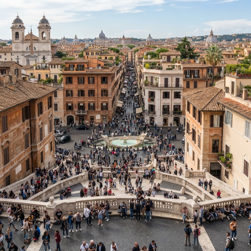 A breathtaking view from the top of the Spanish Steps.