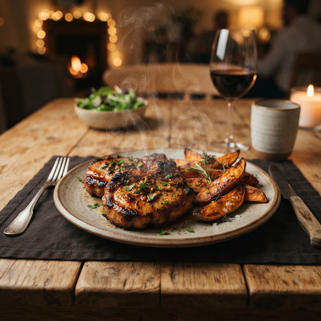 A delicious honey garlic glaze makes these chops irresistible.