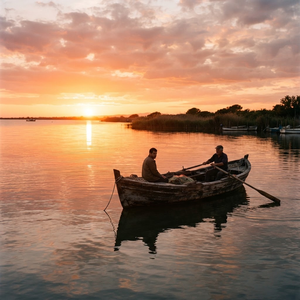 A peaceful sunset over the Albufera lagoon, a favorite escape for Valencian locals.
