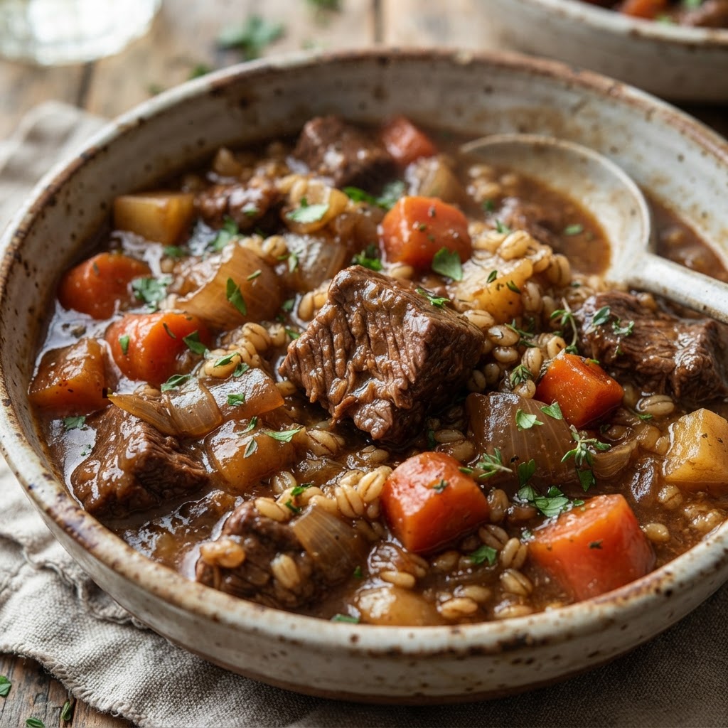 The perfect, tender texture of beef stewed for hours until soft.