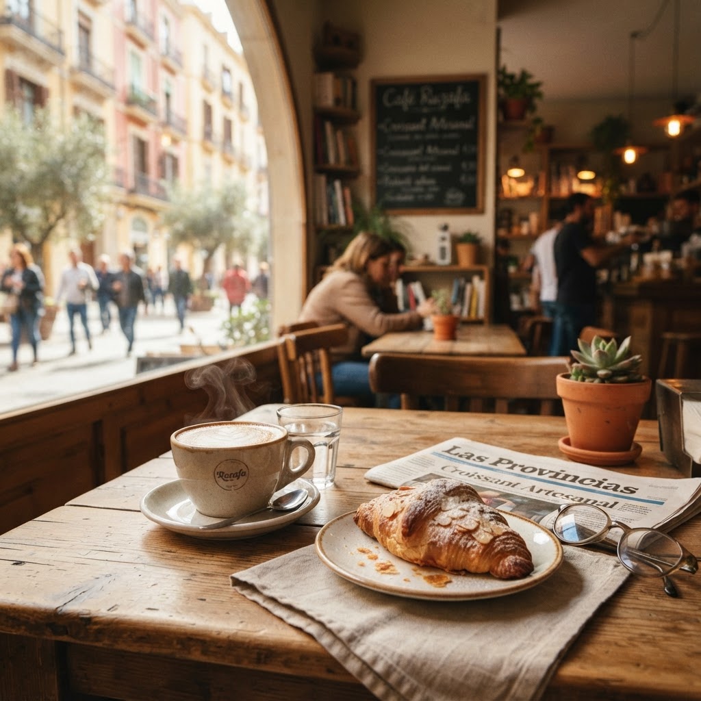 Enjoying the trendy coffee scene in the heart of Ruzafa.