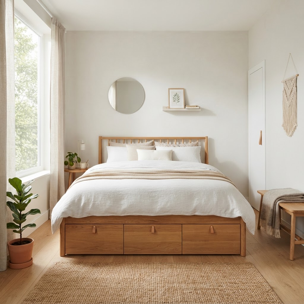 Utilizing under-bed drawers is an excellent way to reclaim hidden floor space.