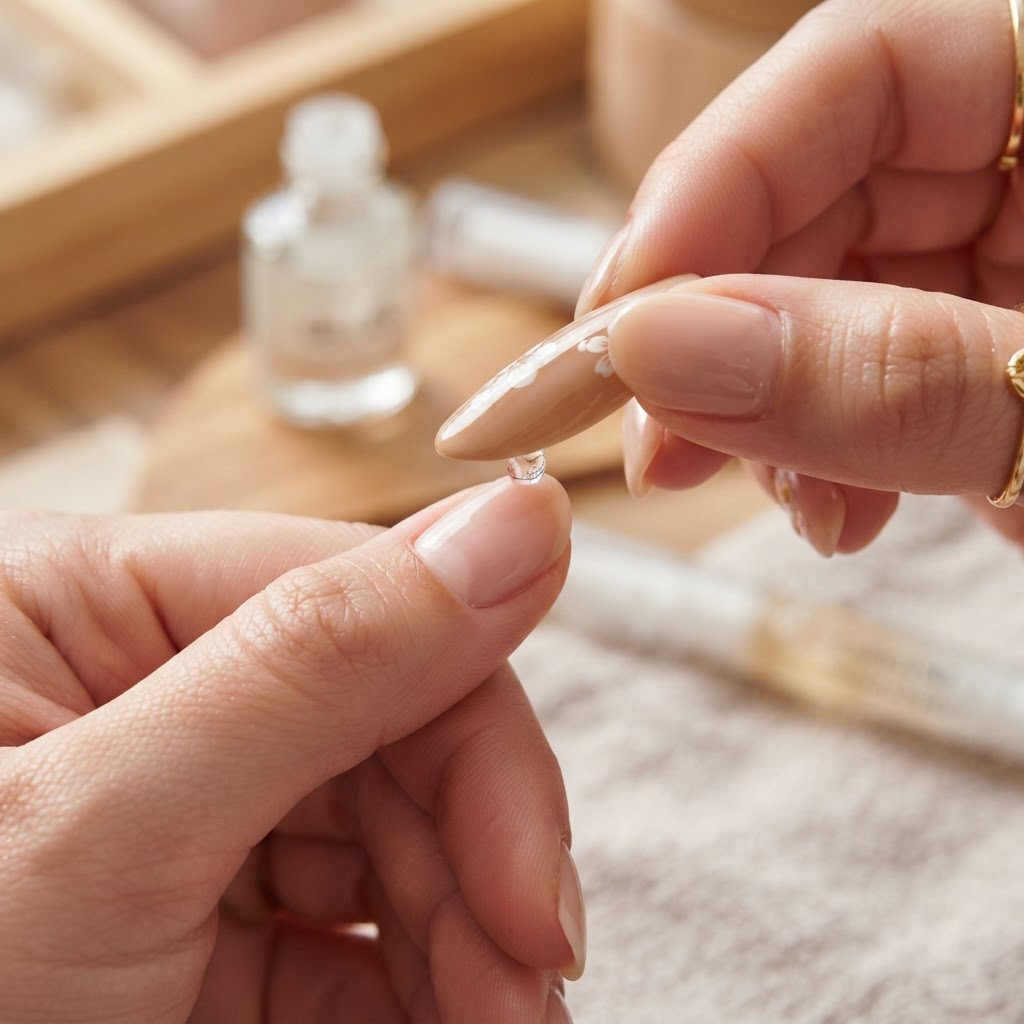 Precision is key when applying press-on nails for a long-lasting, professional hold.